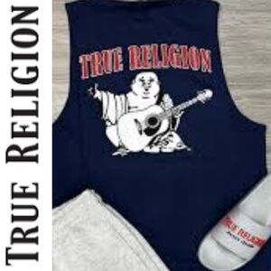 True Religion JV7 Relaxed Fit Vest Tank- Navy